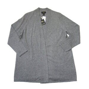 NWT Charter Club Cashmere Duster Cardigan in Heather Gray Open Sweater 2X